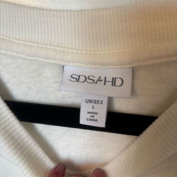 SDS  Unisex L White Crewneck Sweatshirt Palm Tree Embroidery - Picture 6 of 7